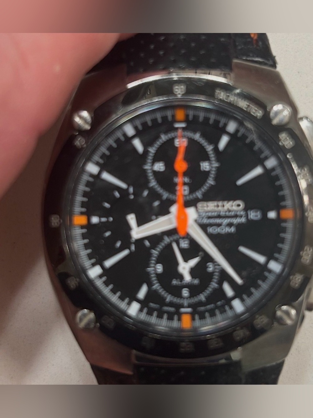 Seiko Sportura 7T62-0ED0 Chronograph Watch Sapphire Crystal 10 Bar